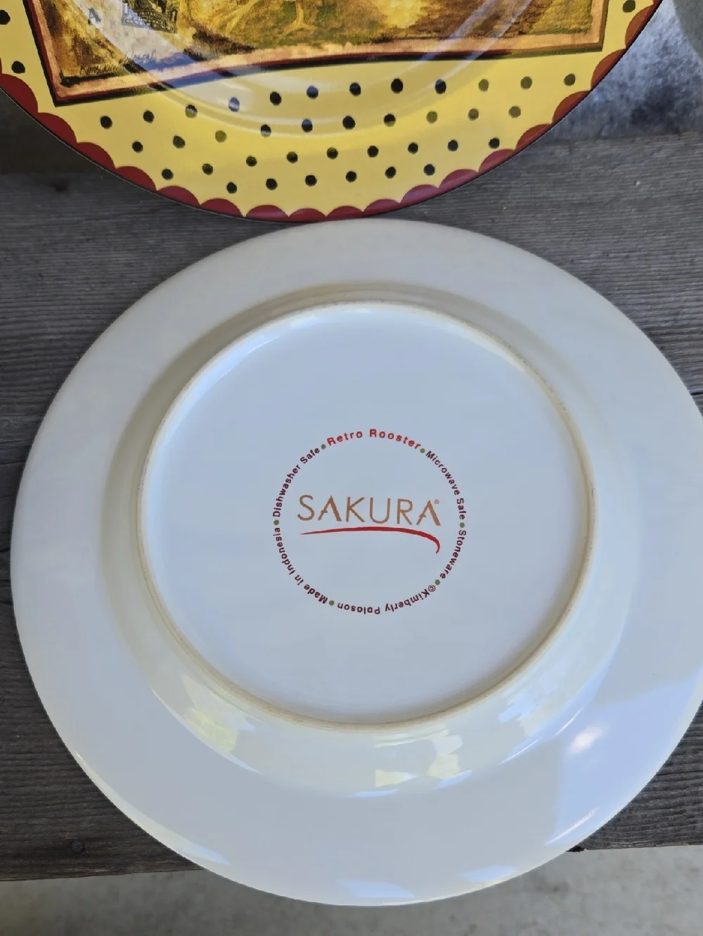 Sakura Retro Rooster Stoneware Plate Set‎ Farmhouse Country Cottage